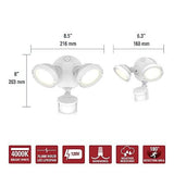 HALO TGS Outdoor LED Motion Sensor Flood & Security Light Twin Round Head White