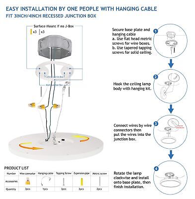 15.8 Inch Dimmable LED Ceiling Light Flush Mount, 3000K-4000K-5000K Selectabl...