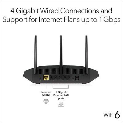 NETGEAR 4-Stream WiFi 6 Router (R6700AX) &#8211; AX1800 Wireless Speed (Up to 1.