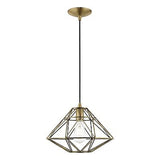 Livex Lighting 41323-01 Geometric Shade - 13.5" One Light Mini Pendant, Antiq...