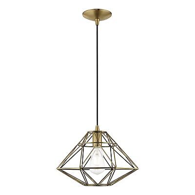 Livex Lighting 41323-01 Geometric Shade - 13.5" One Light Mini Pendant, Antiq...