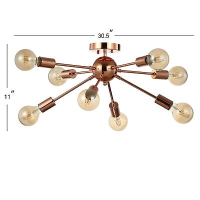 JONATHAN Y JYL7459A Copper 30.5" 8-Light Sputnik Metal LED Flush Mount, Glam,...