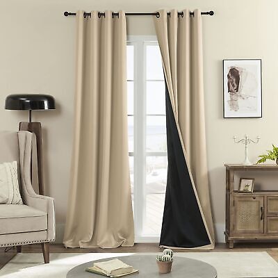 Rutterllow 100% Blackout Curtains, 96 inches 2 Panel Sets, Heat and Full Ligh...