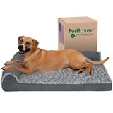 Furhaven Cooling Gel Dog Bed for Large/Medium Dogs w/ Removable Bolsters & Wa...