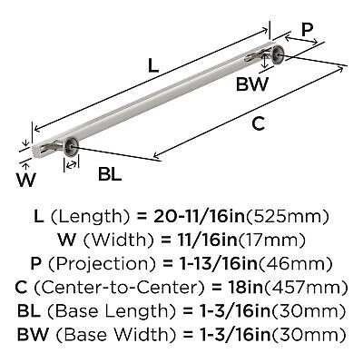 Amerock Corp BP37111PN Everett Appliance Pull, 18 in (457 mm) Center-to-Cente...