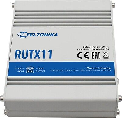 Teltonika RUTX11000300 Model RUTX11 Industrial Dual-SIM/Wi-Fi Cellular Router...