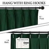 StangH Dark Green Pinch Pleated Velvet Curtains for Track System, Super Soft ...