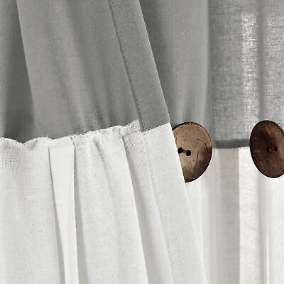 Lush Decor Linen Button Window Curtain Panel, Single, 100" W x 84" L, Dark Gr...