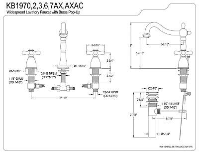 Kingston Brass KB1973AX 8 in. Widespread Bathroom Faucet, Antique Brass