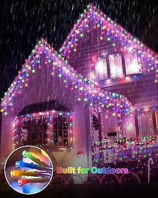 53 FT Icicle Lights for Outside, 486 LED Icicle Christmas Lights Outdoor Plug...