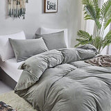 Wellboo Grey Comforter Sets King Women Men Gray Fluffy Bedding Comforters Sol...