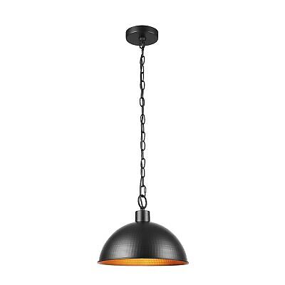 Globe Electric 67000100 1-Light Pendant Light, Weathered Black Finish, Hammer...