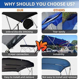 4 Bow Bimini Top Replacement Cover, 600D Durable Marine Grade Bimini Replacem...