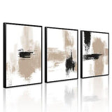 Joocrise Beige Abstract Wall Art Painting Set of 3 Neutral Canvas Wall Art Pr...