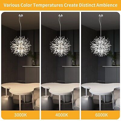 12-Light Crystal Pendant Light Modern Dandelion Sputnik Chandelier Chrome Fir...