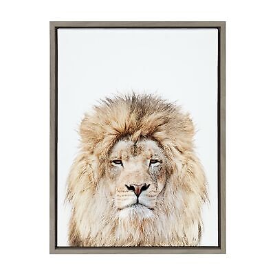 Kate and Laurel Sylvie Lion Stare Portrait Framed Canvas Wall Art by Amy Pete...