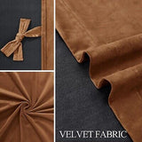 JIUZHEN Gold Brown Velvet Curtains 96 inches Blackout Curtains for Living Roo...