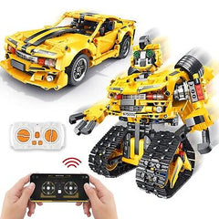 2-in-1 Build a Robot Kit,901 Pieces Remote & APP Controlled Robot or Race Car...