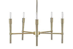 Globe Electric 60527 Elena 5-Light Chandelier, Brushed Brass, Bulbs Included