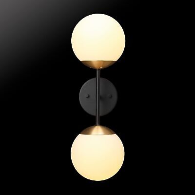 Globe Electric 52079 Celestia 2-Light Wall Sconce, Matte Black, Antique Brass...