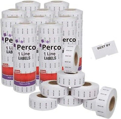 Perco Best by 1 Line Labels - 10 Sleeves, 80,000 "Best by Labels for Perco 1 ...