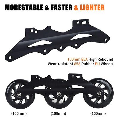 Inline Skates, 3 Wheels 100mm | 4 Sizes Adjustable Inline Speed Skates for Ki...