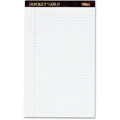 TOPS Docket Gold Writing Pads, 8-1/2" x 14", Legal Rule, White Paper, 50 Shee...