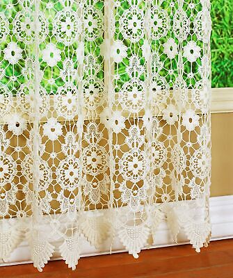 Today's Curtain Medallion Macram&#233; Panel 63",Ecru,48W x 63L Ecru