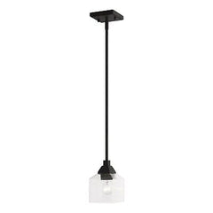 LIVEX LIGHTING Aragon 1 Light Mini Pendant in Black (49761-04) 4.75 x 46