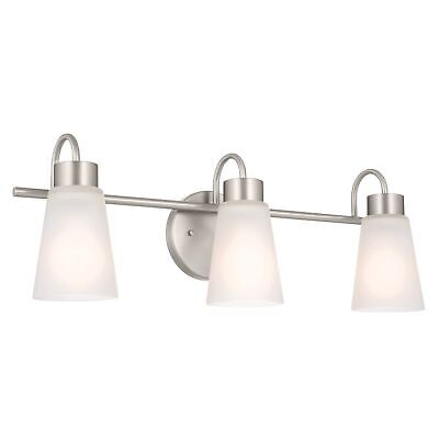 Kichler Erma 3-Light Bathroom Vanity Light Fixture with Clear Satin Etched Gl...