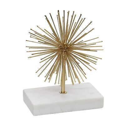 Sagebrook Home Metal 7" H Starburst Deco W/Marble Base, Gold