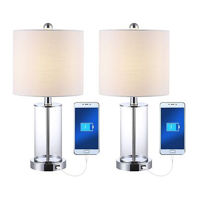 JONATHAN Y JYL8500C-SET2 Set of 2 Table Lamps Abner 21" Glass Modern Contempo...