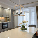 Gold and Black Chandelier, 4-Light Square Pendant Lighting for Kitchen Island...