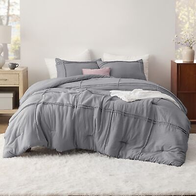 Bedsure California King Comforter Set with Sheet - 4 Pieces Soft Grey Bedding...