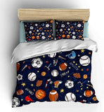 Sports Comforter Sets Bed in A Bag Twin Size,3D Soccer Basketball Baseball Fo...