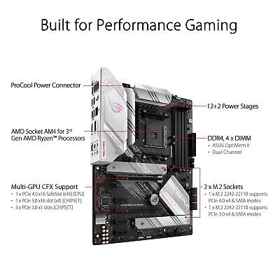 ASUS ROG Strix B550-A Gaming AMD ATX Motherboard with PCIe 4.0, 2.5Gb LAN, BI...