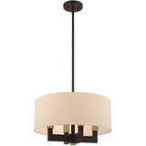 Livex Lighting 46164-07 4 Light Bronze Chandelier, Bronze W/Antique Brass Acc...