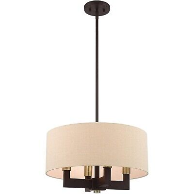 Livex Lighting 46164-07 4 Light Bronze Chandelier, Bronze W/Antique Brass Acc...