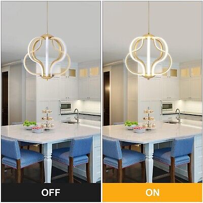 Q&S Modern Led Chandelier,Gold Hanging Pendant Lights for Dining Room Foyer E...