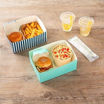 Restaurantware Bio Tek 8.4 x 6 x 3.5 Inch Burger Trays 100 Disposable Paper F...