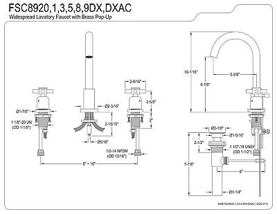 Kingston Brass FSC8920DX Concord Widespread Bathroom Faucet, 5-3/8 Inch in Sp...