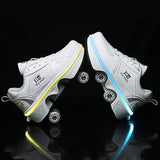 2-in-1 Roller Skates & Sneakers Unisex Retractable Wheels Outdoor Fun & Fitne...