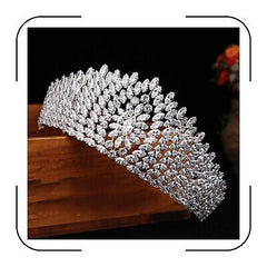 Luxury Cubic Zirconia Tiaras for Women Tall Prom Queen Crowns CZ Zircon Pagea...