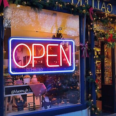 LED Neon Open Sign for Business with Adapter,16.5"x 9" Adjustable Brightness ...