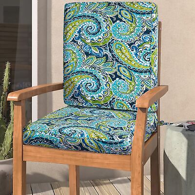 Magpie Fabrics Outdoor/Indoor High Back Square Corner Chair Cushion with Hand...