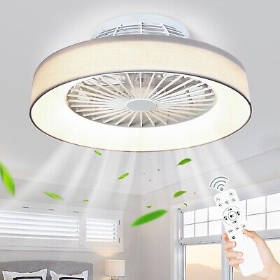 DLLT Low Profile Ceiling Fan with Light, 18.5'' LED Dimmable Ceiling Fans wit...