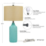 Catalina Lighting 19970-000 Modern Quilted Ceramic Table Lamp with Linen Drum...