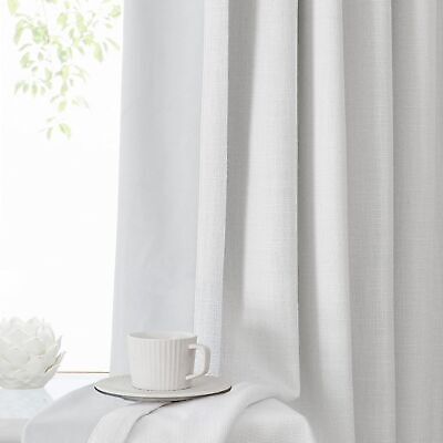 Pinch Pleated Blackout Curtain Panels with Full Blackout Liner Linen Texture ...