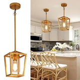 SGLfarmty 1-Light Gold Pendant Light, Farmhouse Cage Pendant Lighting Fixture...