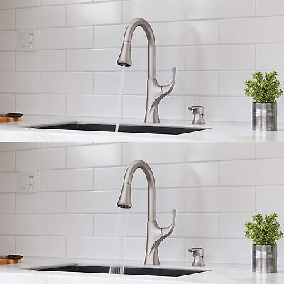 Pfister Miri Kitchen Faucet with Pull Down Sprayer and Soap Dispenser, Single...